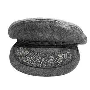 Greek Fisherman's Cap Wool Blend Gray Mariner Fiddler Hat Made Greece Size 7 3/8